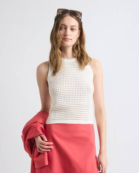 Sleeveless Short Crochet Sweater