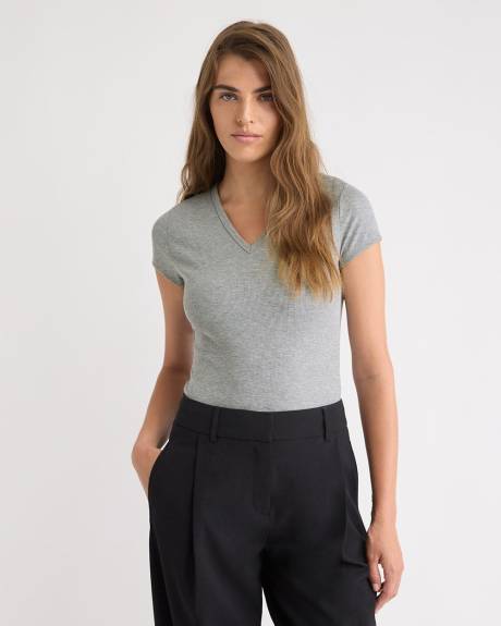 V-Neck Ribbed T-Shirt