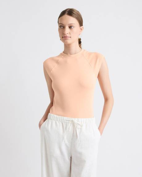 T-Shirt à Manches Très Courtes et Col Rond