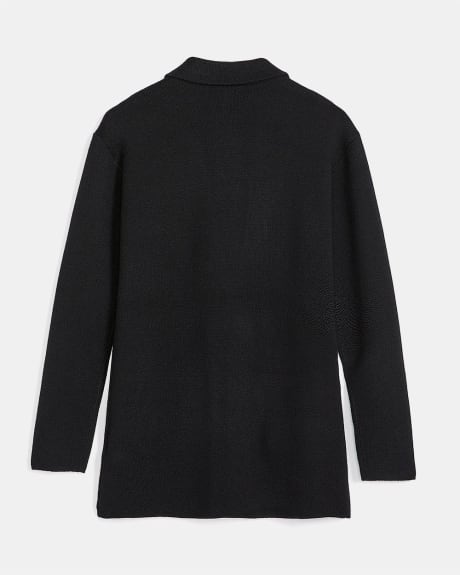 Long One-Button Sweater Blazer