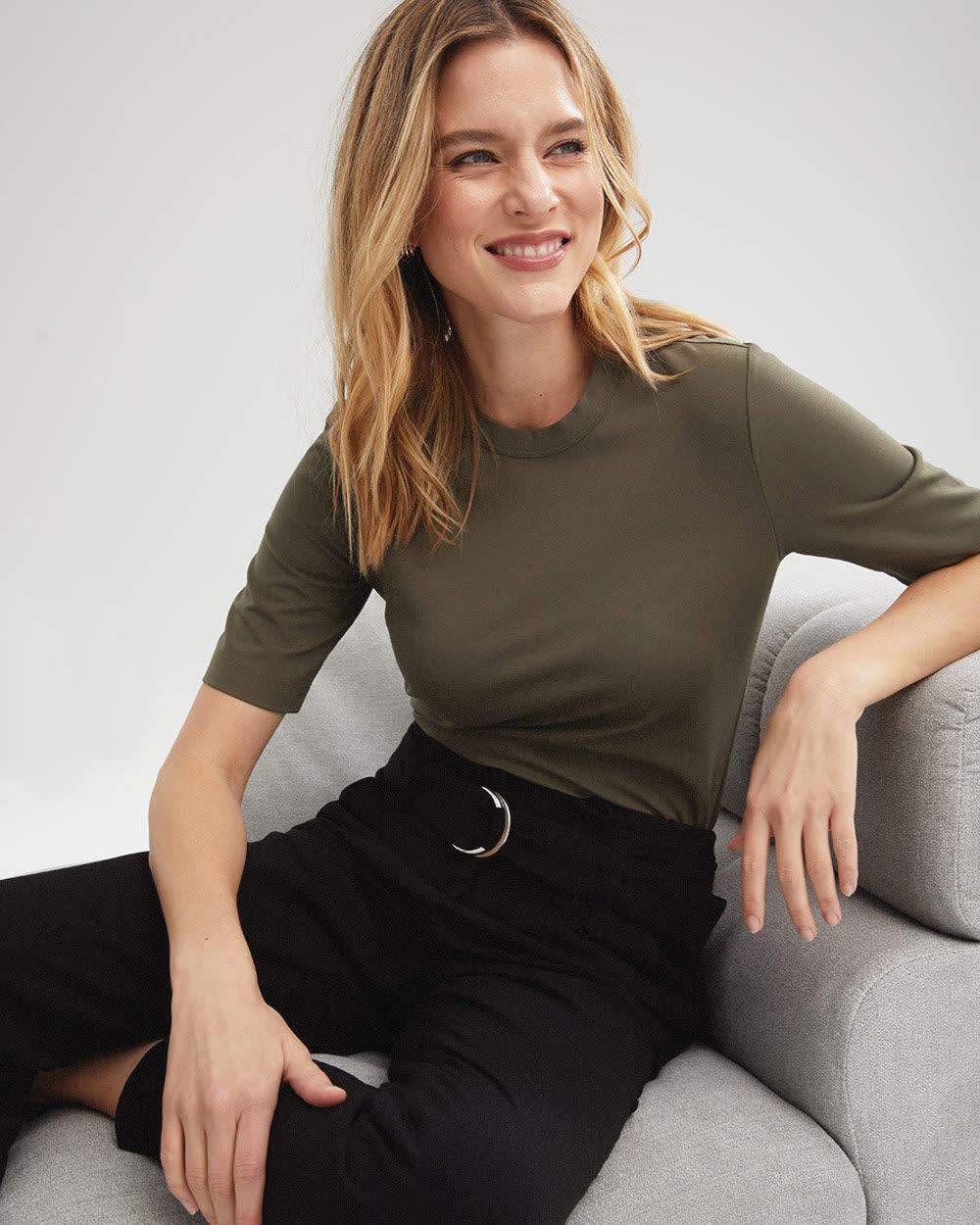 ElbowSleeve Knit CrewNeck TShirt RW&CO.