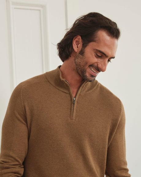 Essential Mock-Neck Half-Zip Sweater
