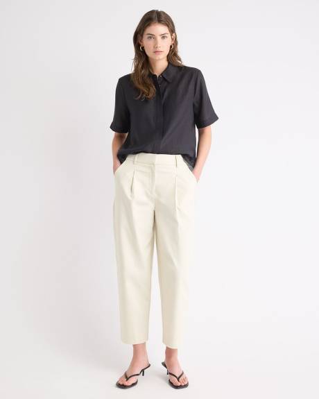 Blouse à Boutonner à Manches Courtes et Col Chemisier