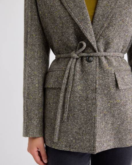 Veston Ample en Tweed à Un Bouton