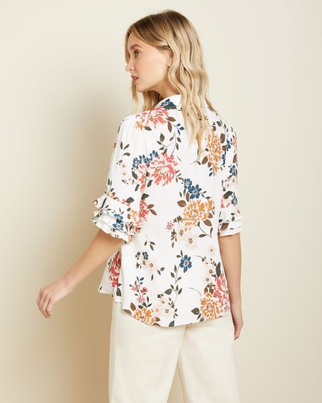 Frilled sleeve button-down blouse | RW&CO.