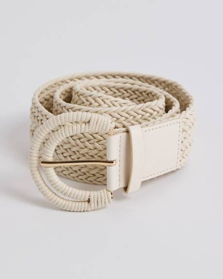 Braided Elastic Belt with Half-Moon Buckle