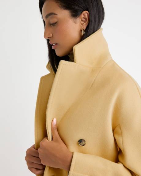 Melton Wool-Blend Double-Breasted Peacoat