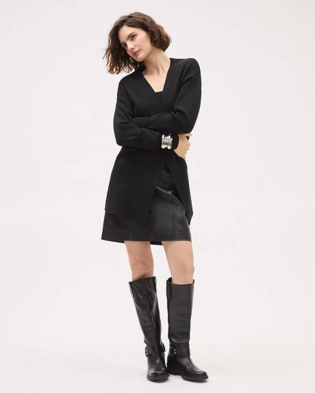 Long-Sleeve Long Open Cardigan