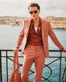 Slim-Fit Terracotta Suit Blazer