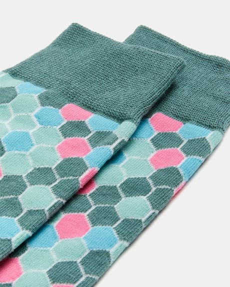 Green Geometric Honeycomb Socks