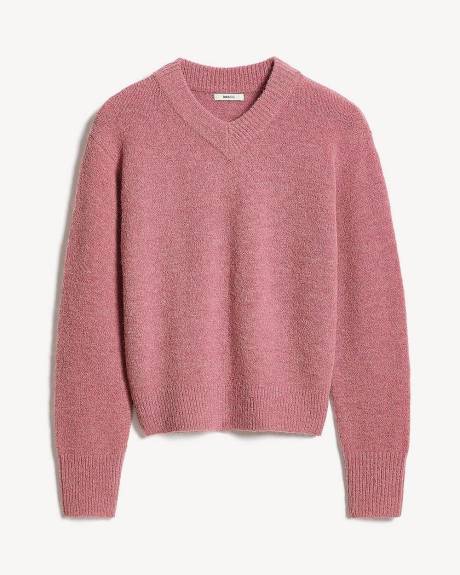 Pull à Manches Longues et Col V en Mélange d'Alpaga