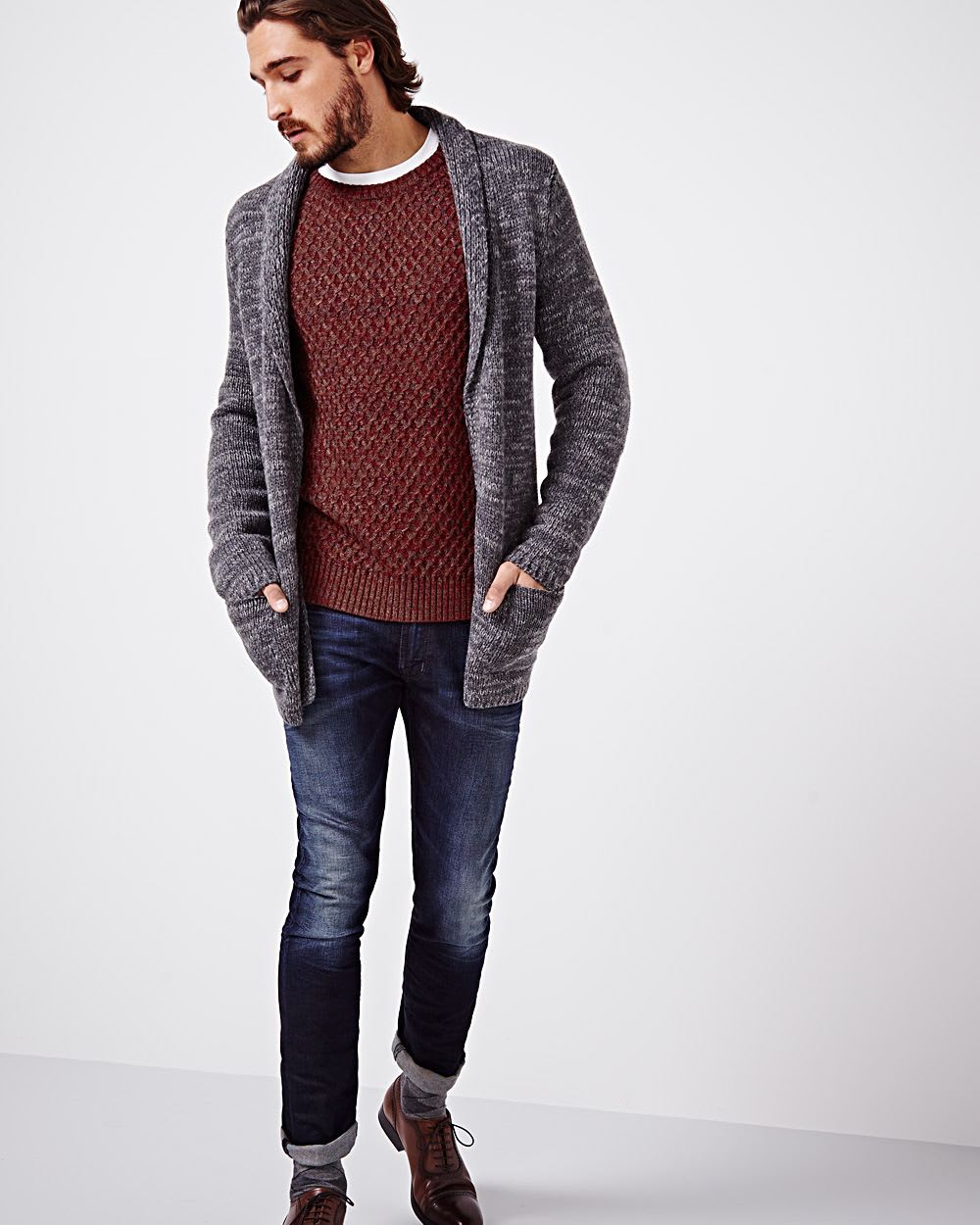 Textured elbow patch sweater RW&CO.