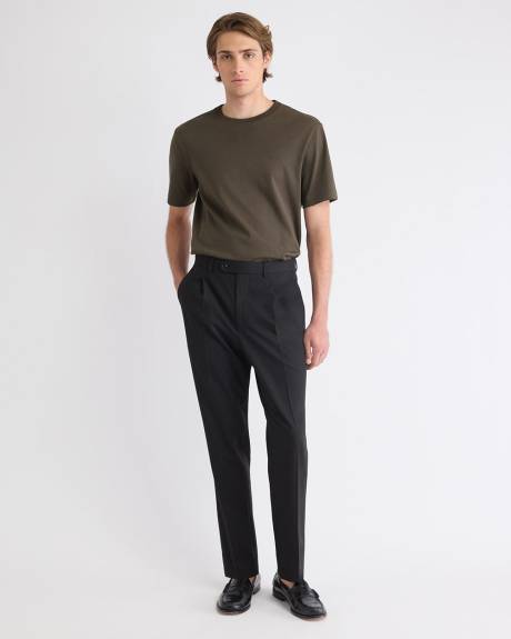 Pantalon Habillé à Jambe Fuselée Plissée en Mélange de Laine