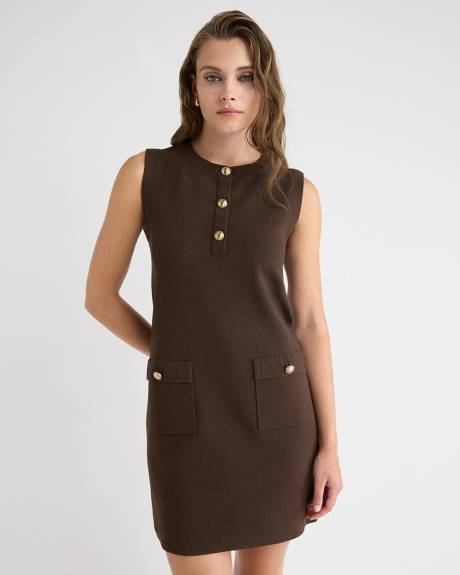 Sleeveless Crew-Neck Mini Sweater Dress