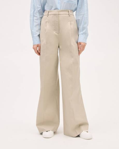 Twill High-Rise Wide-Leg Pant