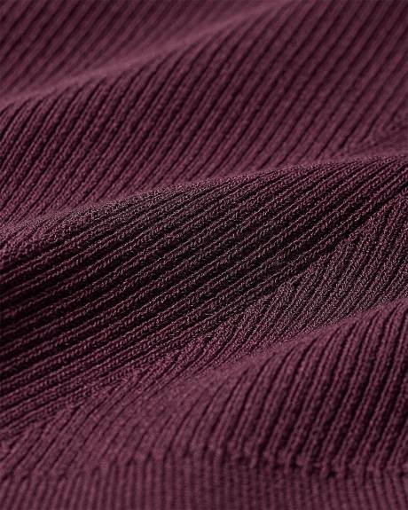 Elbow-Sleeve Ribbed Sweater with Removable Shirt Collar