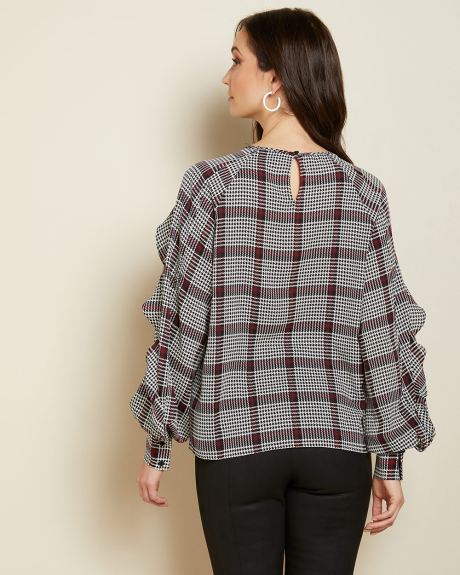 Frilled sleeve popover blouse