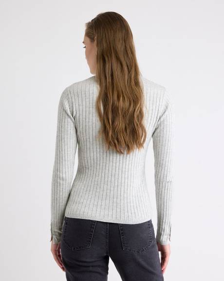 Mock-Neck Sweater with Buttons on Sleeves