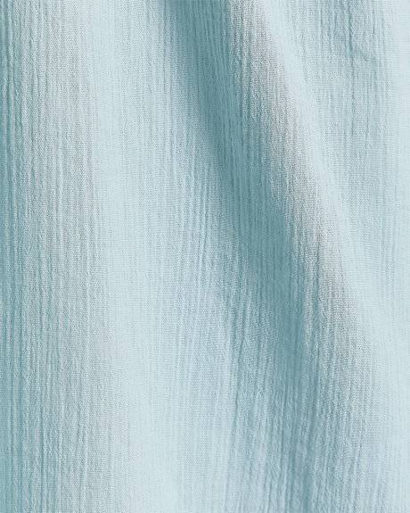 Blouse en Gaze à Manches Longues et Col U