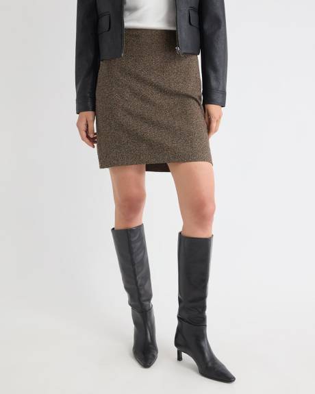 Straight Herringbone Mini Skirt