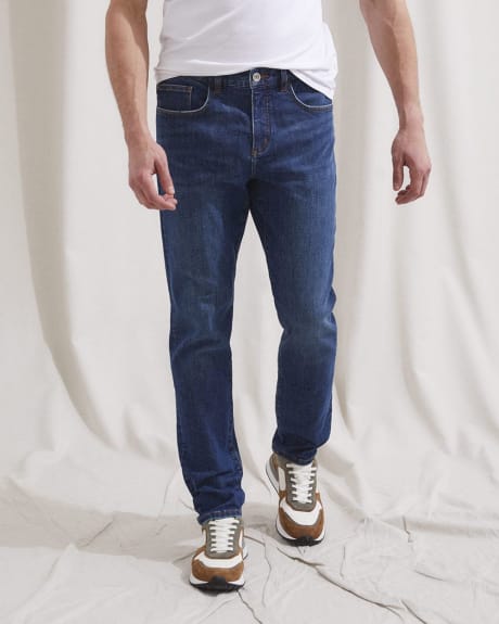 Jeans À Jambe Étroite Lavage Bleu Moyen