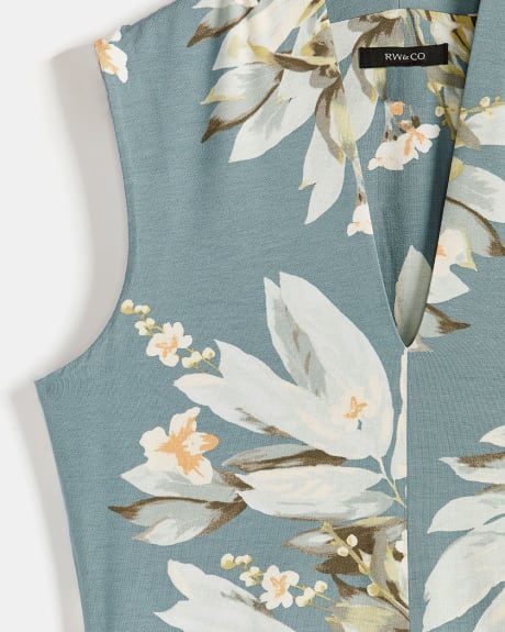 Floral Sleeveless V-Neck T-Shirt