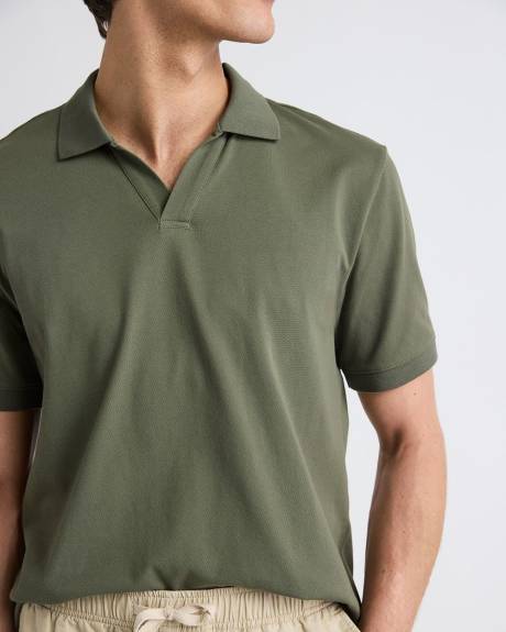 Solid CoolMax (R) Short-Sleeve Polo with Johnny Collar