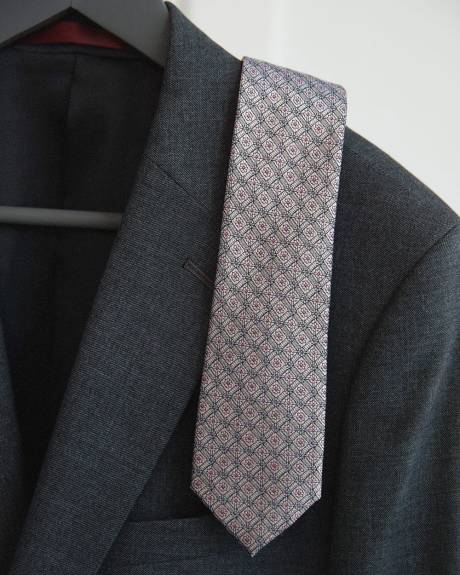 Regular Pink Tie with Multicolored Micro Print