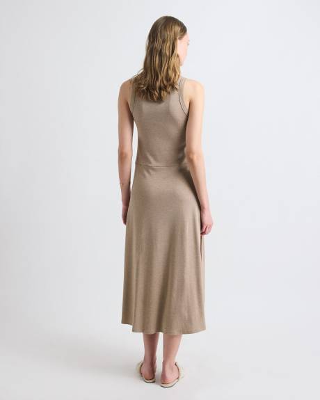 Robe Midi Sans Manches à Col Rond