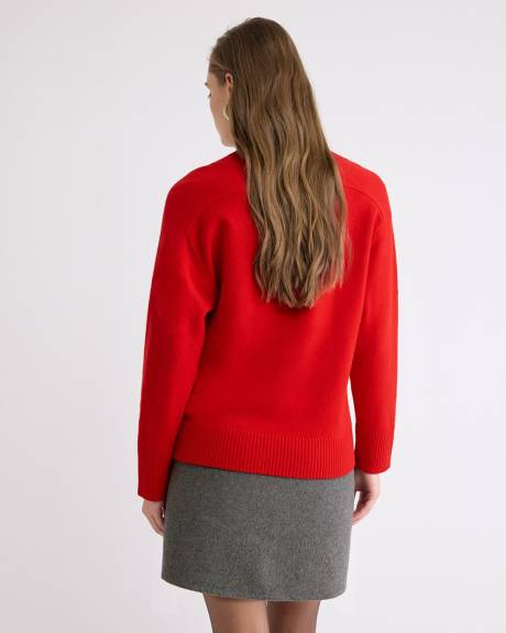 Long-Sleeve V-Neck Merino-Blend Sweater