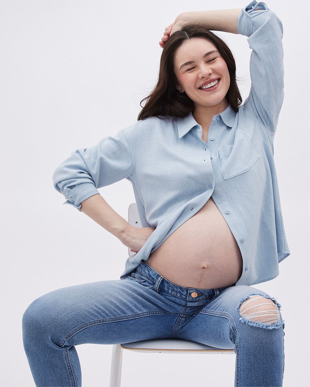 Long-Sleeve Buttoned-Down Shirt - Thyme Maternity