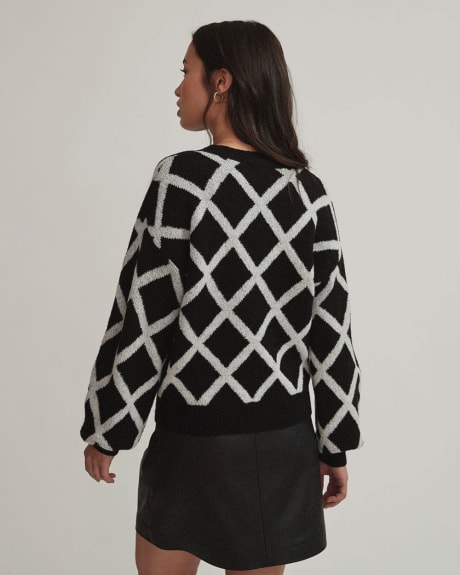 Argyle Jacquard Crew-Neck Pullover Sweater