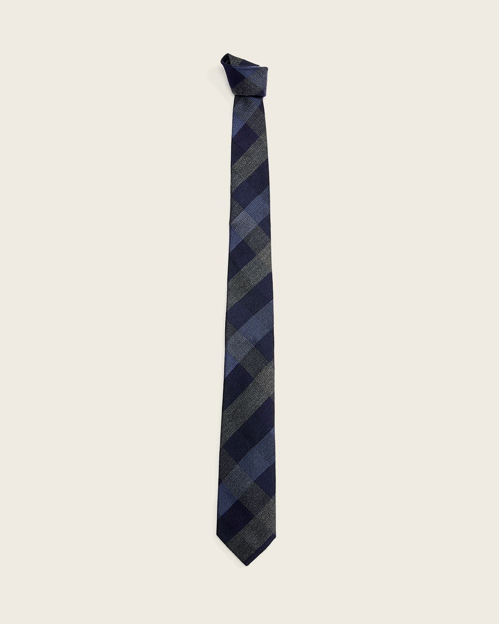Wide blue check tie