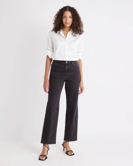 Dark Grey High-Rise Straight-Leg Jeans