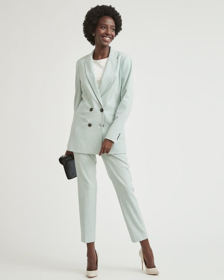 Two Tone Light Blue Double-Breasted Long Blazer