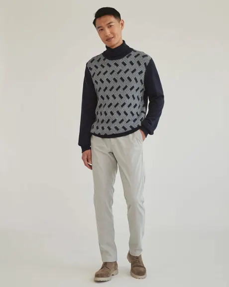 Geometric Pattern Turtleneck Sweater