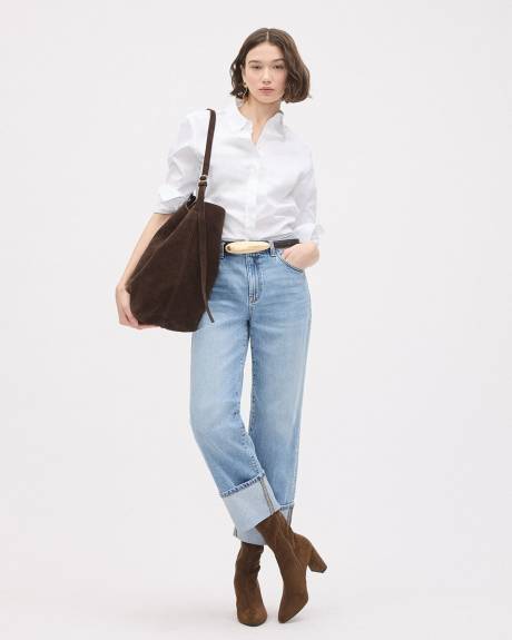 Long-Sleeve Buttoned-Down Poplin Blouse