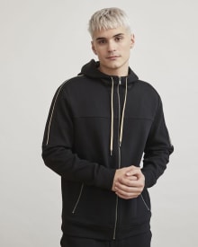 Zipped Hoodie with Piping Detail
