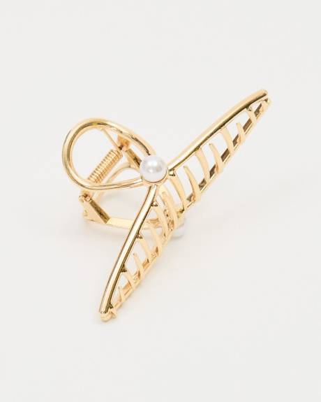 Metal Hair Gripper with Pearl