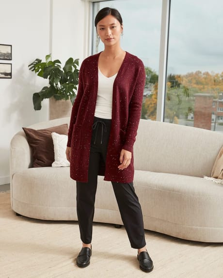 Open Cardigan with Cable Stitch Pockets