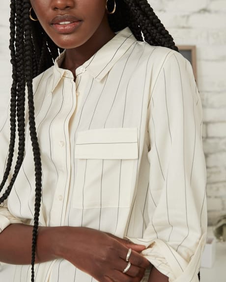 Twill Buttoned Blouse with Pocket