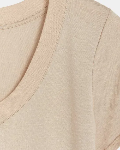 T-Shirt En Coton Et Modal À Encolure V