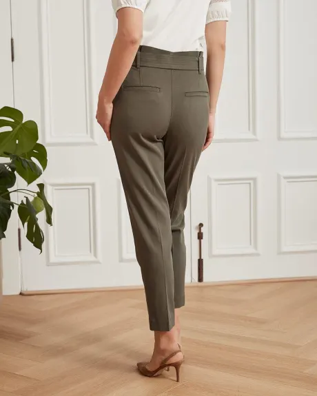 Twill High-Waisted Paperbag Ankle Pants - 28"