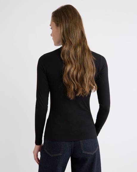 T-Shirt Ajusté à Manches Longues et Col Montant