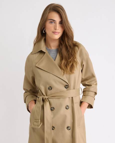 Manteau Trench Long Déperlant à Boutonnage Double