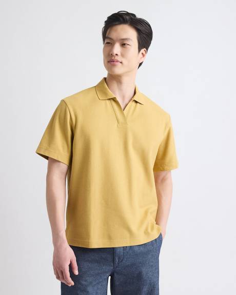 Polo Ample en Jacquard Texturé à Manches Courtes