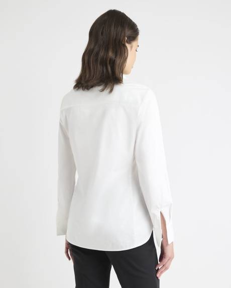 Blouse Boutonnée en Popeline à Manches Longues