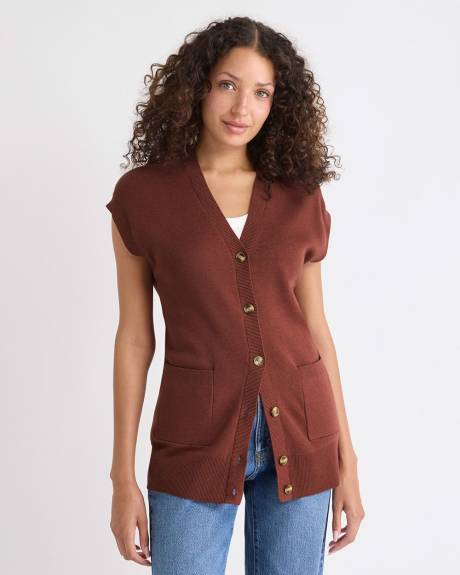 Long Buttoned-Down Sweater Vest