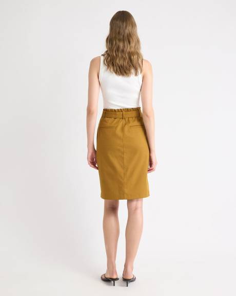 Knee-Length Pencil Skirt with Paperbag Waistband