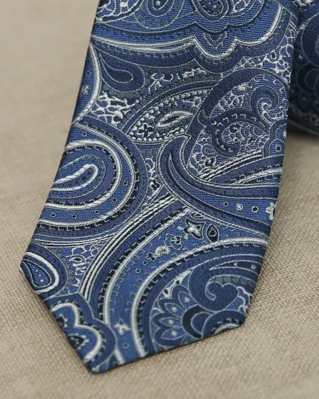 Cravate Régulière à Motif Floral Bleu et Sarcelle